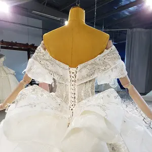 2022 새로운 스팽글 오프 어깨 셔링 신부 가운 웨딩 볼 가운 여성 드레스