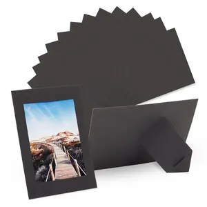 Venta al por mayor 4*6 marcos de fotos negros para la boda DIY aula marco de fotos con caballete galería marcos de pie imagen de papel