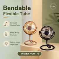 Ventilateur de bureau électrique LED, rechargeable par USB, portable, pliable, pour l'extérieur, 4 pales, en plastique, pour la maison, été