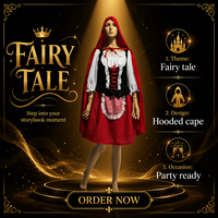 Robe de chambre chaperon rouge enchanté pour adultes Tenue de jeu de rôle de conte de fées pour performance sur scène et événements Cosplay d'Halloween
