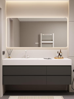 Comptoir de salle de bain moderne en pierre frittée avec lavabo intégré, personnalisable et intelligent, pour appartements et hôtels, direct usine
