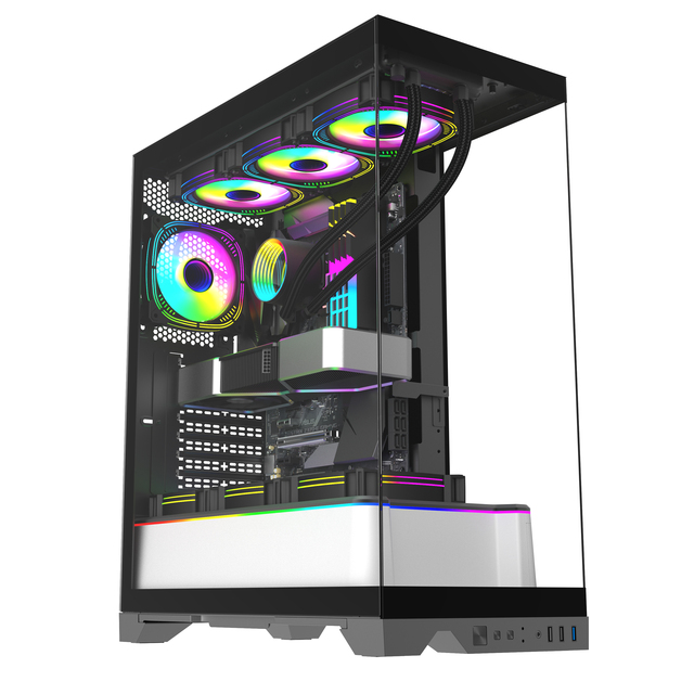 New Design ATX RGB Gaming Desktop Panoramic Tempered Glass Computer Case & Tower Tempered Glass Full Towers