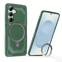 Étui de téléphone personnalisé de luxe en TPU + alliage de zinc antichoc pour A35 A56 S25 S26 avec support magnétique et anneau de maintien pour les doigts