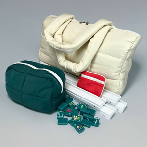 Bolsa de transporte de nailon Royal Fair personalizada para Mahjong, con diseño de crema y diseño de plumón, con bolsa para fichas, estilo americano, resistente, para vacaciones - Product Image 1