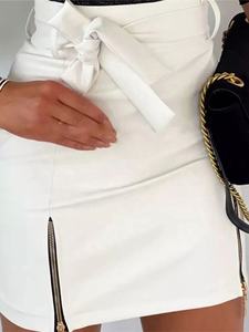 Mini-jupe en cuir noir punk, printemps-été 2025, nouvelle jupe crayon sexy à bandage en cuir, fermeture éclair, fendue, club, <span class=keywords><strong>hippie</strong></span>, taille haute, 50% - Product Image 3