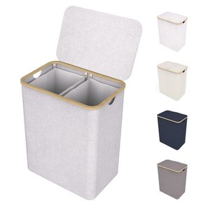 <strong>Double</strong> <strong>Laundry</strong> <strong>Hamper</strong> with Lid and Removable <strong>Laundry</strong> Bags Large <strong>Laundry</strong> <strong>Hamper</strong> 2 Section Collapsible Dirty Clothes <strong>Hamper</strong> - Product Image 1