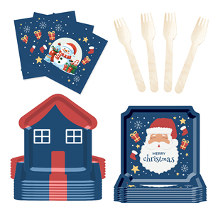 DAMAI Happy Christmas Santa Printing Tableware Set Disposable Paper Plates Cups Napkins for Christmas Decoration Party Supplies - Product Image 5