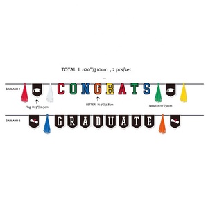 <span class=keywords><strong>Guirlande</strong></span> de lettres multicolores en papier assemblée à la main, faite à la main, prix usine EASTTERN, ensemble de bannière de fête de remise de diplôme avec pompons - Product Image 3
