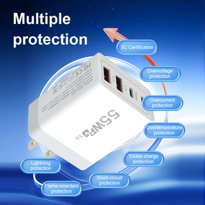 Hot bán 55W kép USB A + C PD 20W USB C Power Adapter đôi USB 3.1A nhanh chóng sạc tường sạc - Product Image 4