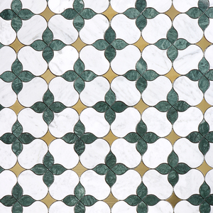 Mosaico <span class=keywords><strong>de</strong></span> Mármol Verde con <span class=keywords><strong>Flores</strong></span> Indias para Cocina Moderna, Azulejo <span class=keywords><strong>de</strong></span> Pared Interior <span class=keywords><strong>de</strong></span> Mármol Verde con Puntos Dorados - Product Image 4