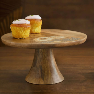 Soporte de pastel de madera de acacia Brillante Pulido Redondo Último diseño de base Pastel Cupcake Plato Diseñador Soporte de madera - Product Image 1