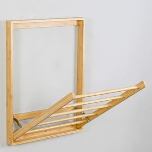 Tendedero Plegable de Bambú para Ropa, Montado en la Pared, para Interiores - Product Image 2