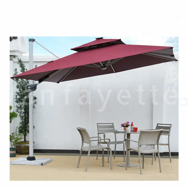 Patio Rome Umbrella Parasol Outdoor with Light Stand 3m Garden Shade for Hotel Restaurant Coffee Shop Bar