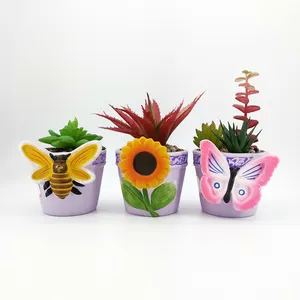 Mini plantador de bonsai, plantador de flores artificial de alta qualidade com suculentas, potes de flores de cerâmica para loja