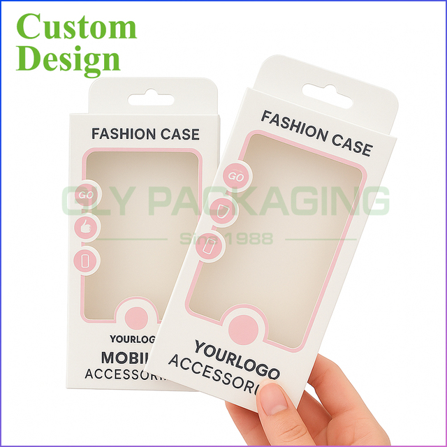 Custom Cardboard Iphone17pro Packaging Box with Clear PVC Window for Screen Protector and Phone Case Display