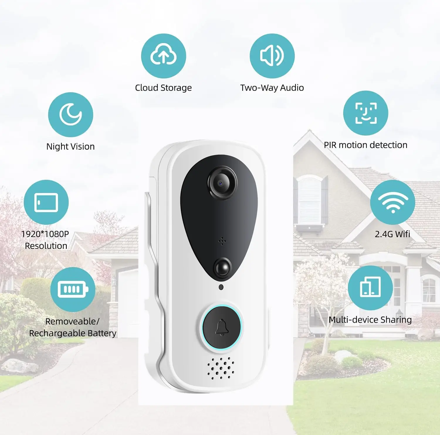 2024 New Home Wireless Intercom Camera Door Bell 5G 2.4G WiFi 1080P Tuya Smart Video Doorbell