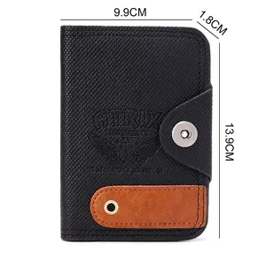 Portefeuille long à triple pli en cuir PU tendance Vintage Mans Portefeuille pour homme en cuir avec logo personnalisé avec boucle magnétique et cartes d'identité