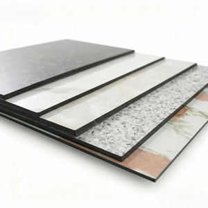 Panneau composite en <span class=keywords><strong>plastique</strong></span> pour décoration murale, finition aluminium granit, provenance Chine, 4 mm, finition marbre PVDF, ACP extérieur ALUSHINE - Product Image 2