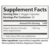 Poudre de racine de betterave en capsules végétales 1300mg 60 unités Supplément d'extrait végétal OEM Marque privée