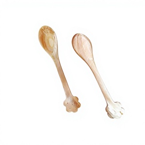 Cuchara de Nácar Natural con Forma de Flor, Mango Largo, para Postre, Té, Café, Utensilio para Bodas - Product Image 2