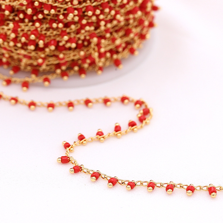 Diy Jewelry Accessories 14K Gold Plated Brass Crystal Color Bead Chain Handmade Jewelry Necklace Bracelet Making Chains Roll