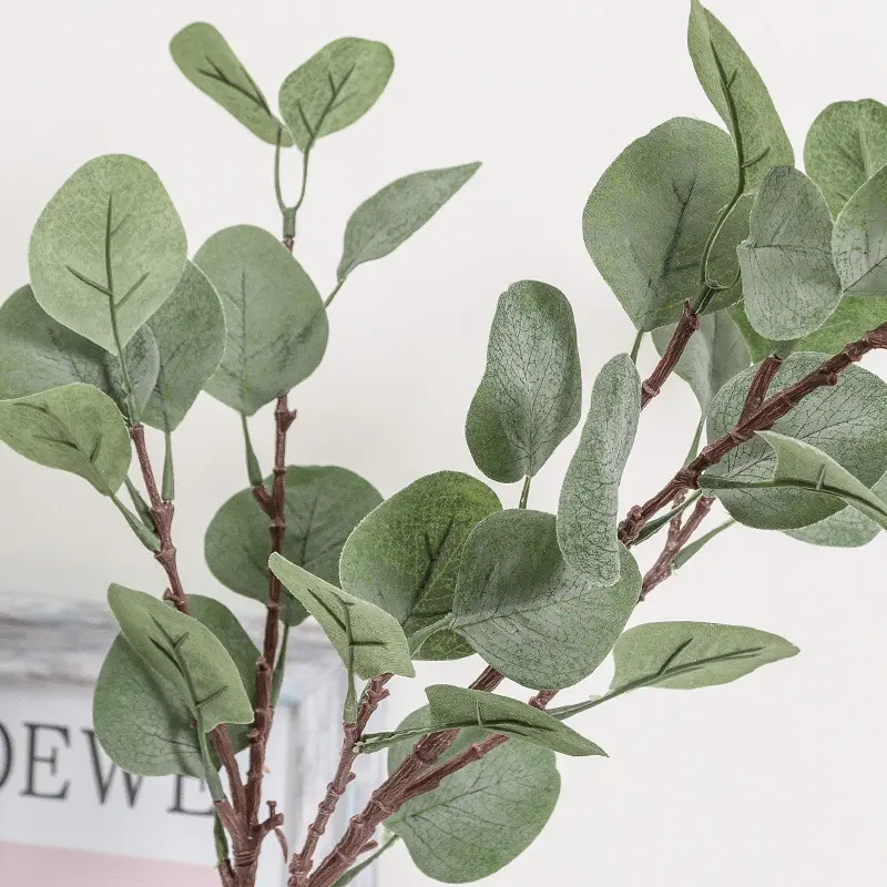 Künstliche Pflanzen Eukalyptus Seide Blumen arrangement Laub 69cm Faux Eukalyptus grau grün Blatt