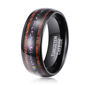 Bague en carbure de tungstène 8 mm style INS avec incrustation bois et <span class=keywords><strong>opale</strong></span>, ajustement confortable, pour hommes et femmes, cadeau de mariage - Grande Vente - Product Image 1