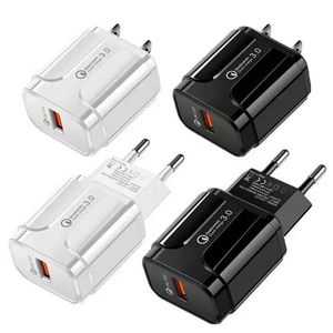 อะแดปเตอร์ชาร์จโทรศัพท์ 18W หัวปลั๊กแบบ US/EU รองรับ QC3.0 ชาร์จเร็ว ช่องเสียบ USB เดียว สำหรับโทรศัพท์มือถือ - Product Image 1