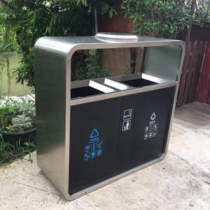 Hiện Đại Ngoài Trời Thùng Rác Bin Công Viên Tái Chế Bin Thép Không Gỉ Thùng Rác Có Thể <span class=keywords><strong>2</strong></span>-Trong-1 Thùng Rác Kép Thùng Chất Thải Bin Với An Toàn Khóa - Product Image 3