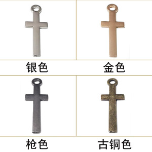 Colgantes de cruz de aleación chapados en plata, oro, bronce y color plomo para la fabricación de collares, componentes de joyería de forma plana. - Product Image 1