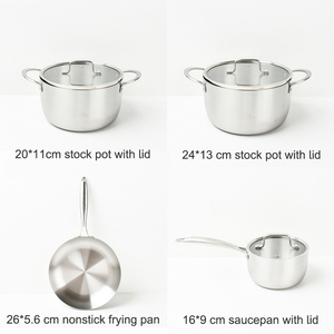 Ensemble d'ustensiles de cuisine en acier inoxydable 3 plis de style luxe professionnel 7 pièces casseroles antiadhésives 3 pièces casserole pour la cuisine - Product Image 3