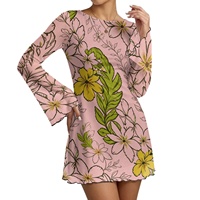 Robe hawaïenne sur mesure au-dessus du genou, motif Mokihana Lei, en tissu polyester, coupe classique, sexy, pour soirée/boîte de nuit.