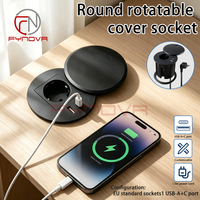 Nouvelle multiprise industrielle ABS 80 mm conforme aux normes européennes, chargeur USB intelligent pour bureau, prise de table ronde pour bureau du personnel