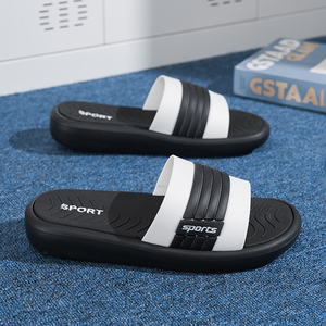 Black EVA Sporty <b>Slides</b> Open Toe Anti-Slippery Summer Outdoor Slippers Solid Color PU Lining - Product Image 3