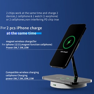 <span class=keywords><strong>Precio</strong></span> de fábrica 2-en-1 cargador inalámbrico de escritorio LED banco de energía 15W logotipo personalizado para <span class=keywords><strong>iPhone</strong></span> 15 2024 teléfono móvil eléctrico - Product Image 2