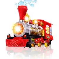 Tren de vapor, motor de locomotora, coche, Burbuja de soplado, Bump And Go, funciona con pilas, tren de juguete, luces y sonidos