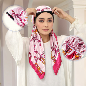 Sciarpa di moda femminile islamico <span class=keywords><strong>turbante</strong></span> <span class=keywords><strong>Bandana</strong></span> copricapo interno catena di seta satinata con cappuccio antiscivolo istantaneo - Product Image 1