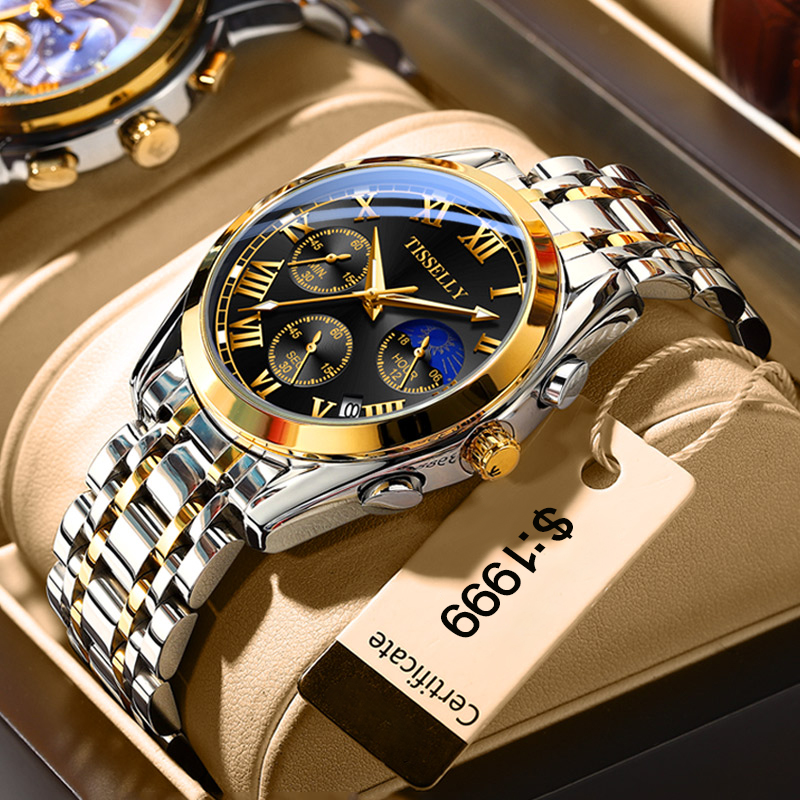 Montre Homme LIGE Analogique Quartz - Acier Inoxydable, étanche 30m, Style Décontracté Luxe