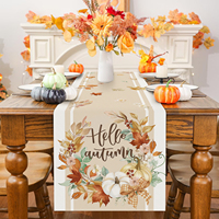 Chemin de table d'automne avec citrouille et guirlande florale 'Bonjour l'automne', décorations feuilles d'érable pour la maison et les fêtes en intérieur et en extérieur