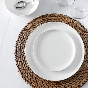 Conjunto de pratos de cerâmica para jantar, conjunto de louça em grés dourado, louça tradicional chinesa branca
