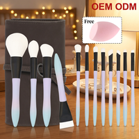 Kit de 12 pinceaux cosmétiques de luxe arc-en-ciel OEM ODM en gros, marque privée, sans cruauté, végétalien, pour femmes