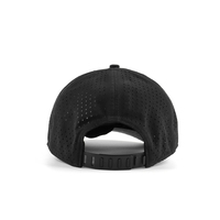 Casquette de baseball unisexe noire à 6 panneaux avec logo en caoutchouc Oxford Dobby personnalisé, visière brodée, taille universelle pour le golf