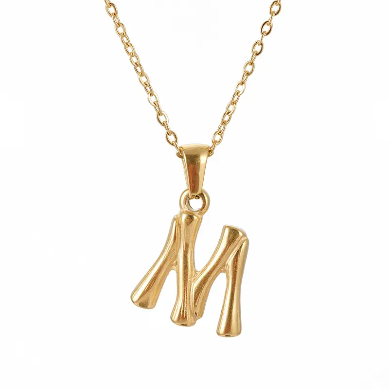 Pendentif Alphabet européen et américain en acier inoxydable 18K, collier d'alphabet en acier titane anglais 26