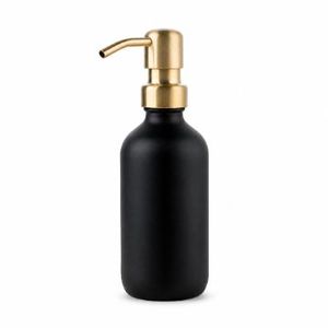 Botella de Jabón de Lujo Negra Mate de 250 ml con Dispensador Metálico para Jabón, Aceite y Loción - Product Image 1