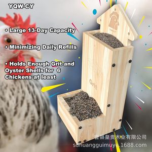 Comedero de madera para pollos YQW-CY, dispensador de arena de ostra, colgante, acabado natural, para aves de corral en el patio trasero - Product Image 3