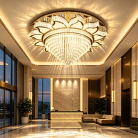 Plafonnier LED surdimensionné en cristal K9 150cm 1152W, contrôle APP 2.4G, 3 CCT, intensité variable, 110V/220V, doré, moderne, pour hôtels, villas et salles à manger