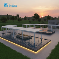 Pergola Bioclimatique Motorisée en Bois et Aluminium avec Toit Rétractable à Lames Orientables, Protection UV, Imperméable et Ombreggeuse - Idéale pour la Maison