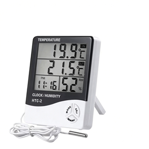Higrómetro Electrónico Digital LCD HTC-2, Higrómetro Electrónico Inteligente para el Hogar, Estación Meteorológica con Reloj, Termómetro para Exteriores - Product Image 1