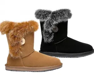HQB-WS264 customized double face sheepskin boots for woman sheepskin snow boots