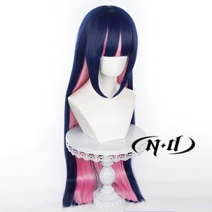 Perruques de cosplay ND Stocking Anarchy, anime, bas et jarretière, longues, lisses, bleu, rose, mélange de couleurs, brun clair, résistantes à la chaleur - Product Image 4